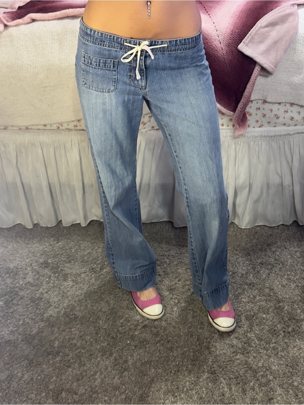Vintage old navy Light Blue Women's Drawstring Denim Jeans - Picture 3 of 12